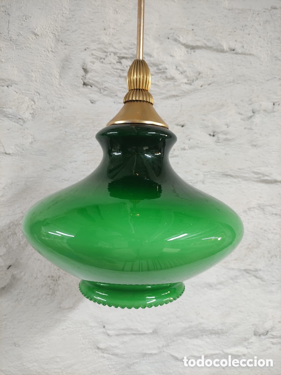 Vintage: Lampara opalina verde - Foto 3