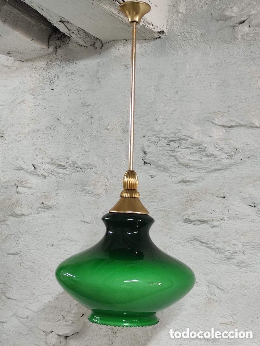 Vintage: Lampara opalina verde - Foto 4