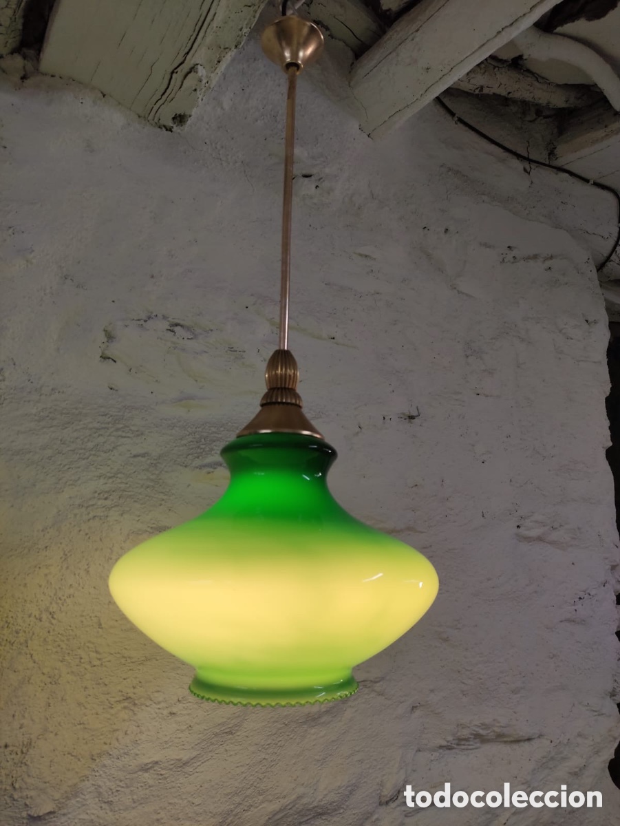 Vintage: Lampara opalina verde - Foto 1
