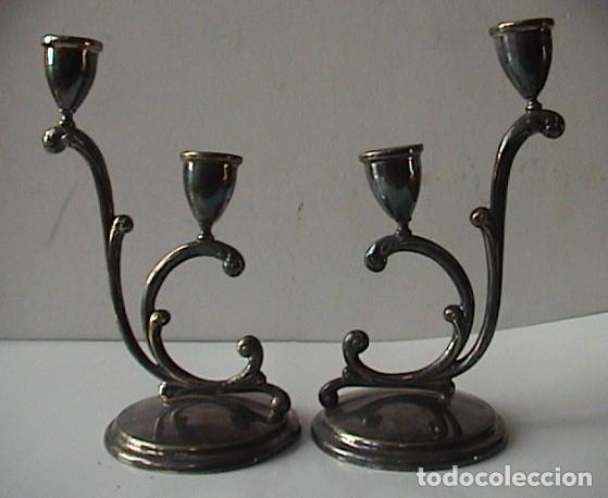 Vintage: PAREJA CANDELABROS DE METAL - Foto 1