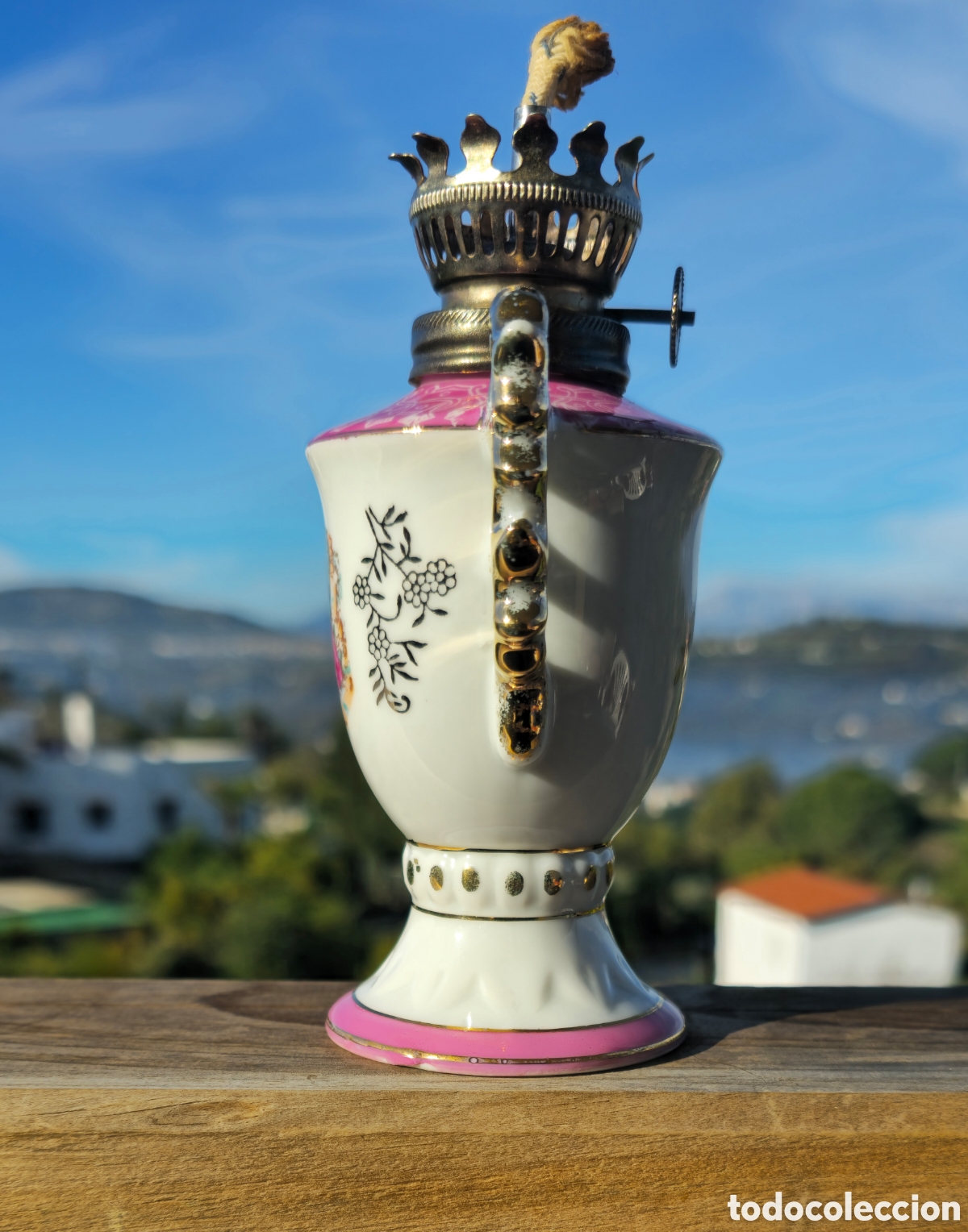 Vintage: Quinqu&eacute; de ceramica de aceite - Foto 2