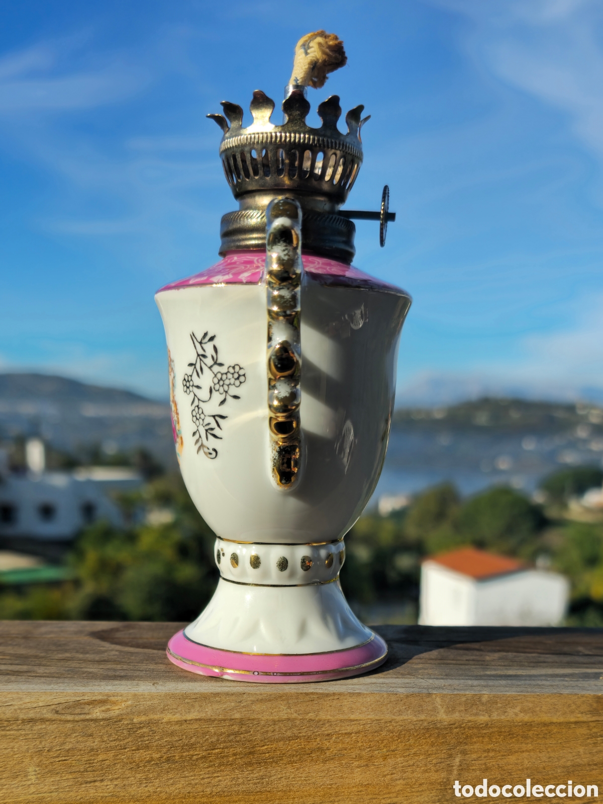 Vintage: Quinqu&eacute; de ceramica de aceite - Foto 3