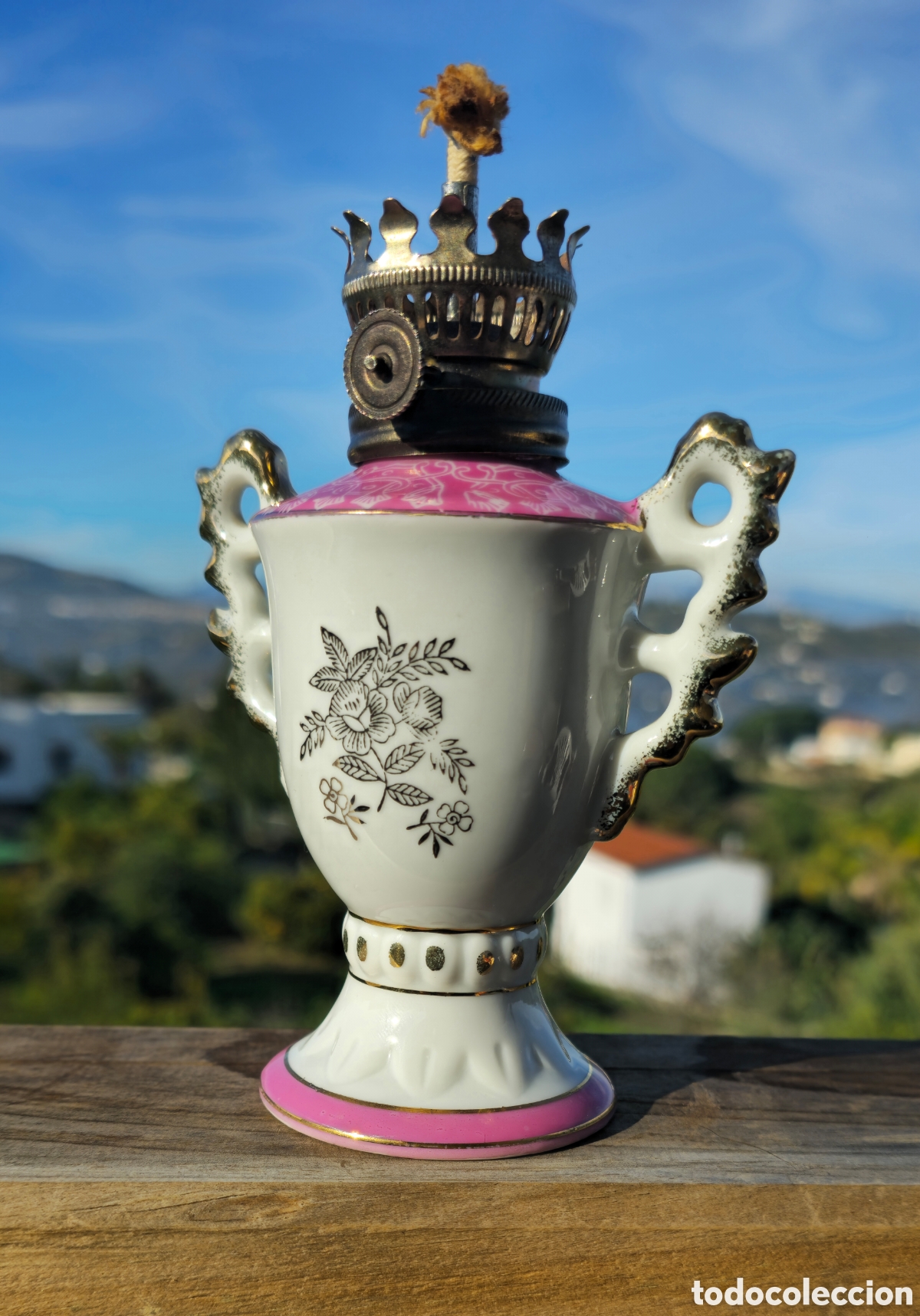 Vintage: Quinqu&eacute; de ceramica de aceite - Foto 4