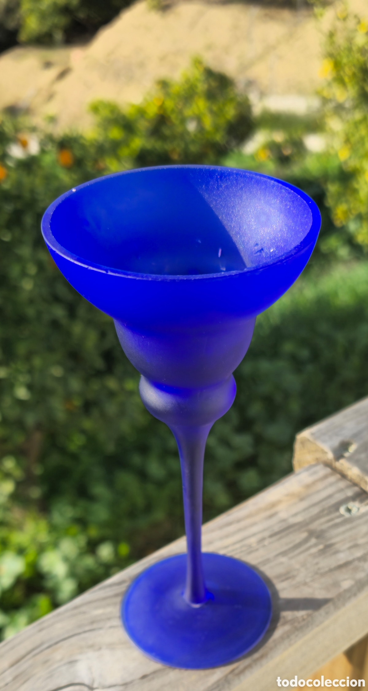 Vintage: Candelero de cristal azul - Foto 2