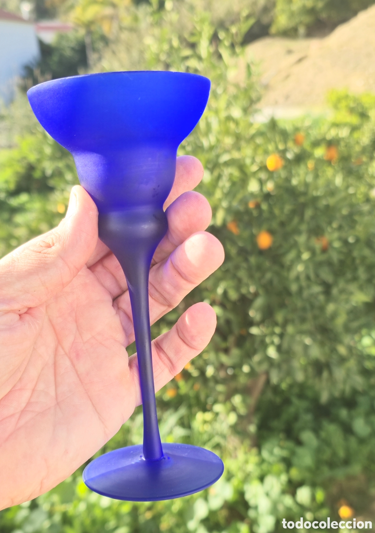 Vintage: Candelero de cristal azul - Foto 1