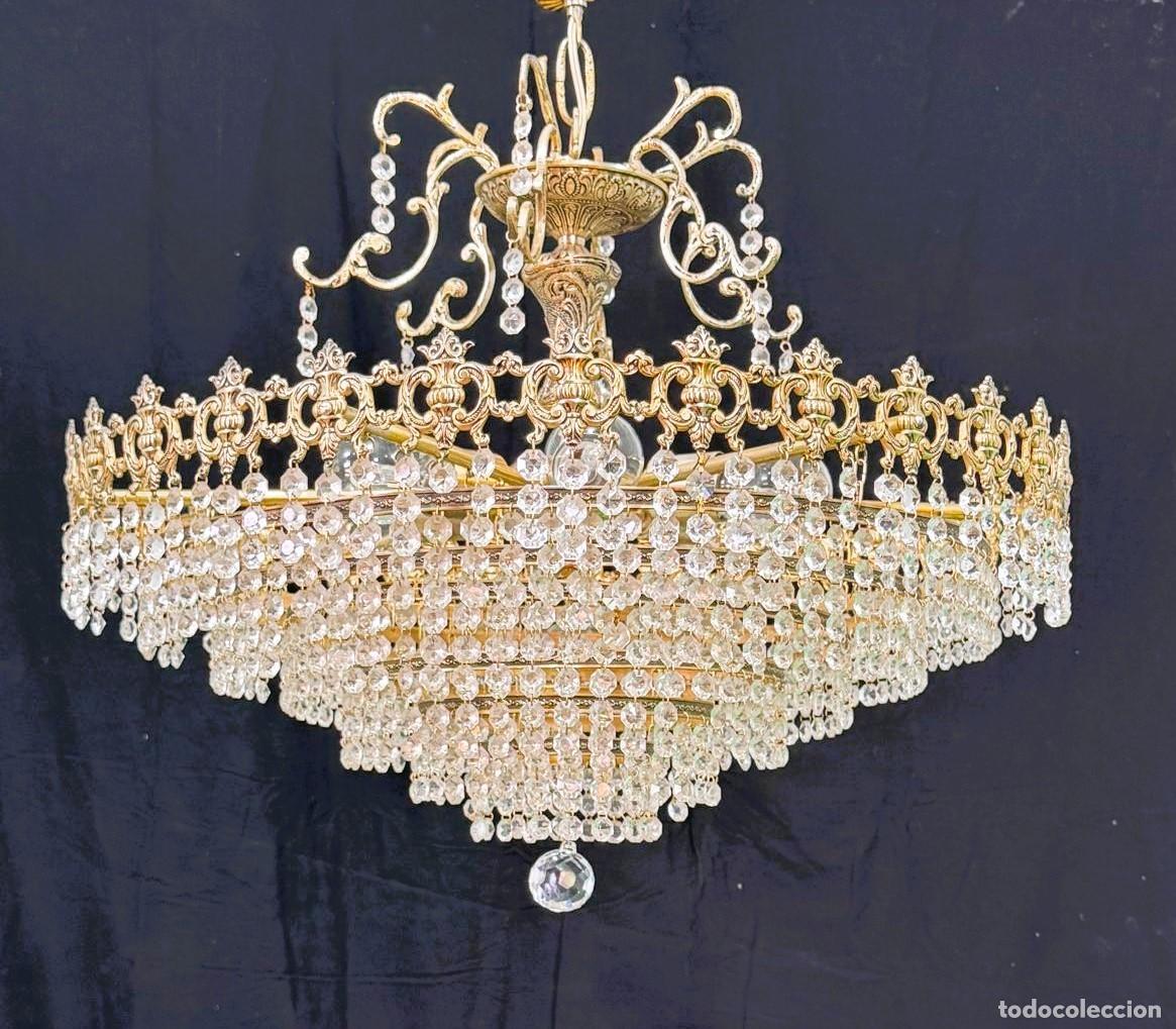 Vintage: Lampara estilo cesta cristal y laton - Foto 2