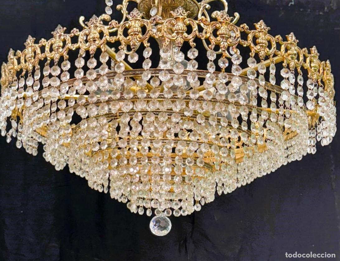 Vintage: Lampara estilo cesta cristal y laton - Foto 3