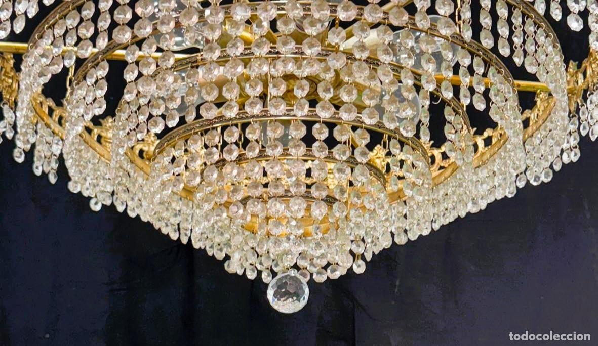 Vintage: Lampara estilo cesta cristal y laton - Foto 4