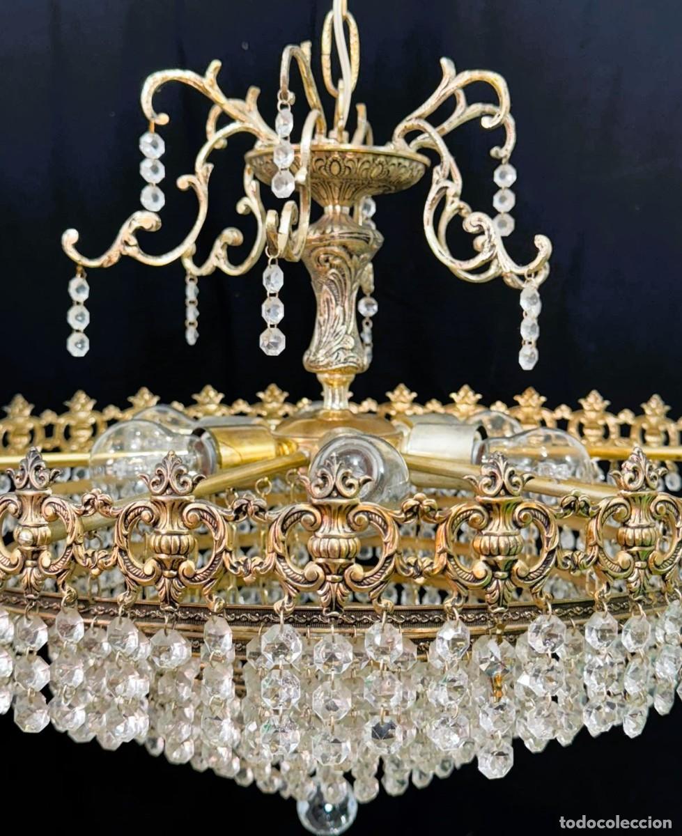 Vintage: Lampara estilo cesta cristal y laton - Foto 6