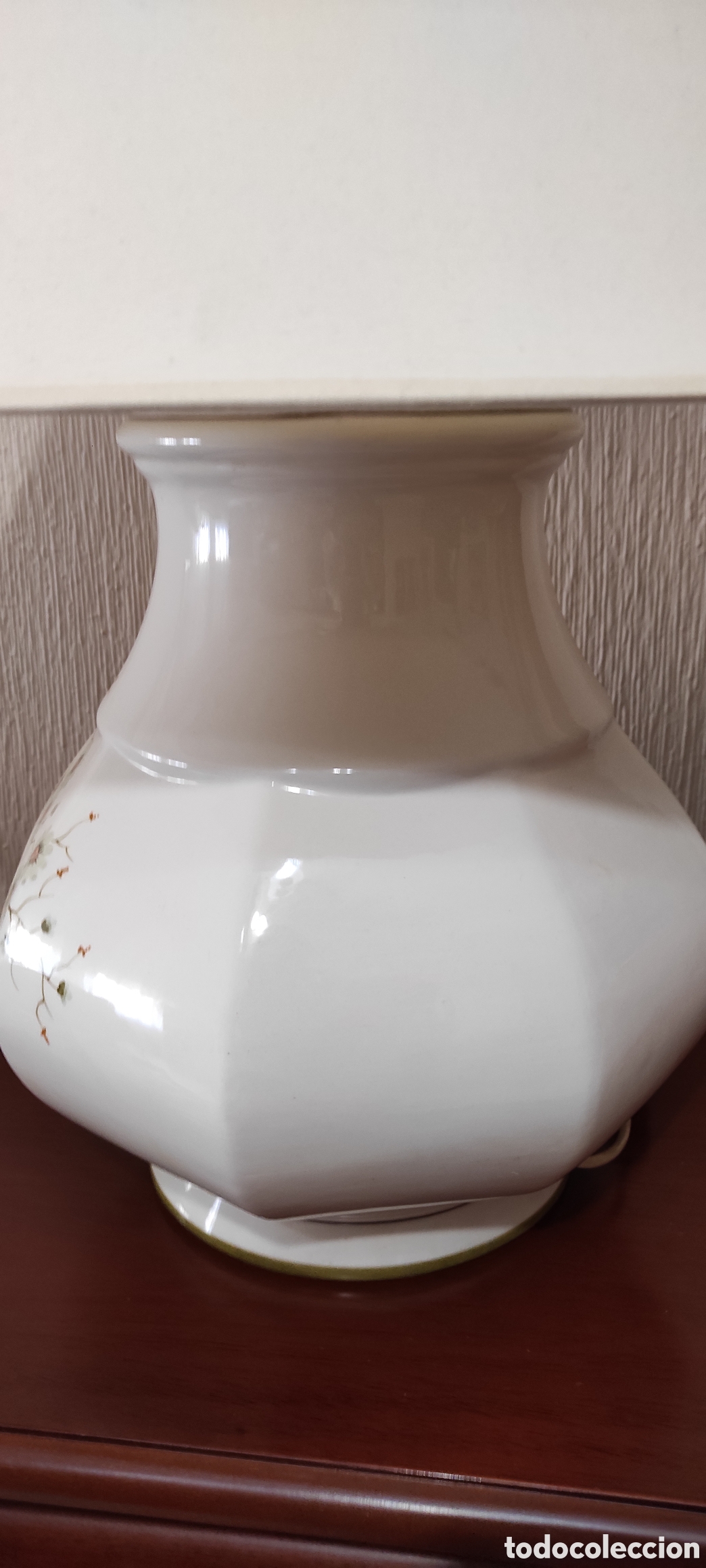 Vintage: L&aacute;mpara de porcelana y tulipa - Foto 4