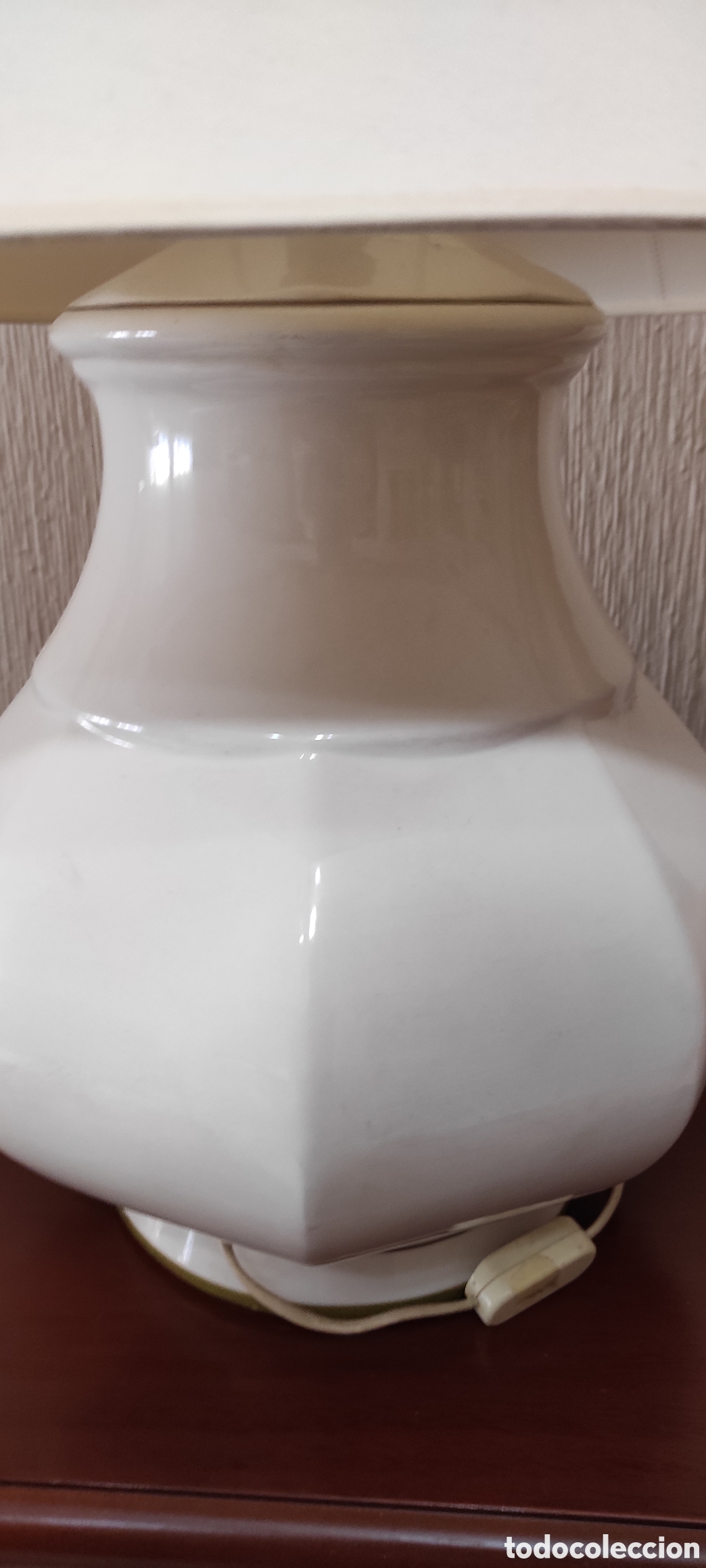 Vintage: L&aacute;mpara de porcelana y tulipa - Foto 5