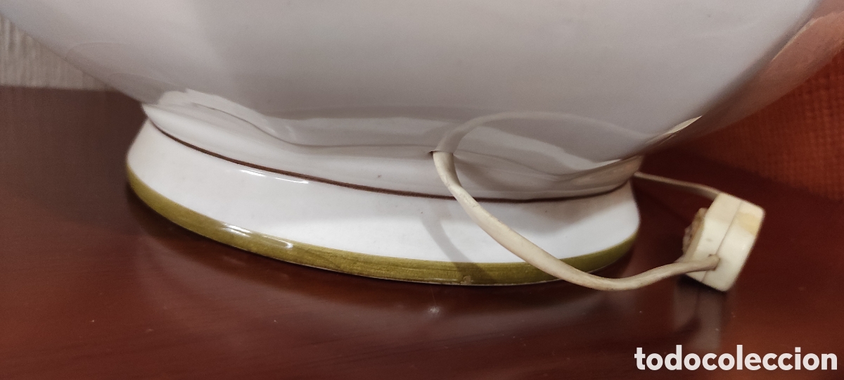Vintage: L&aacute;mpara de porcelana y tulipa - Foto 7