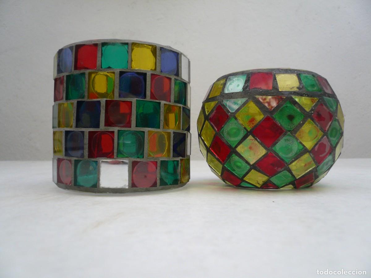 Vintage: PAREJA DE PORTAVELAS DE CRISTAL - Foto 7