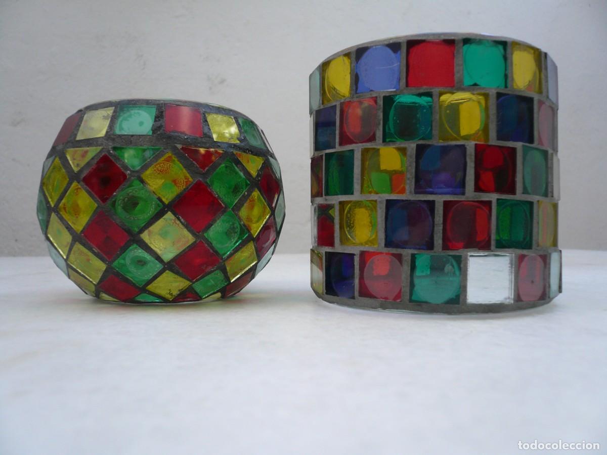Vintage: PAREJA DE PORTAVELAS DE CRISTAL - Foto 10