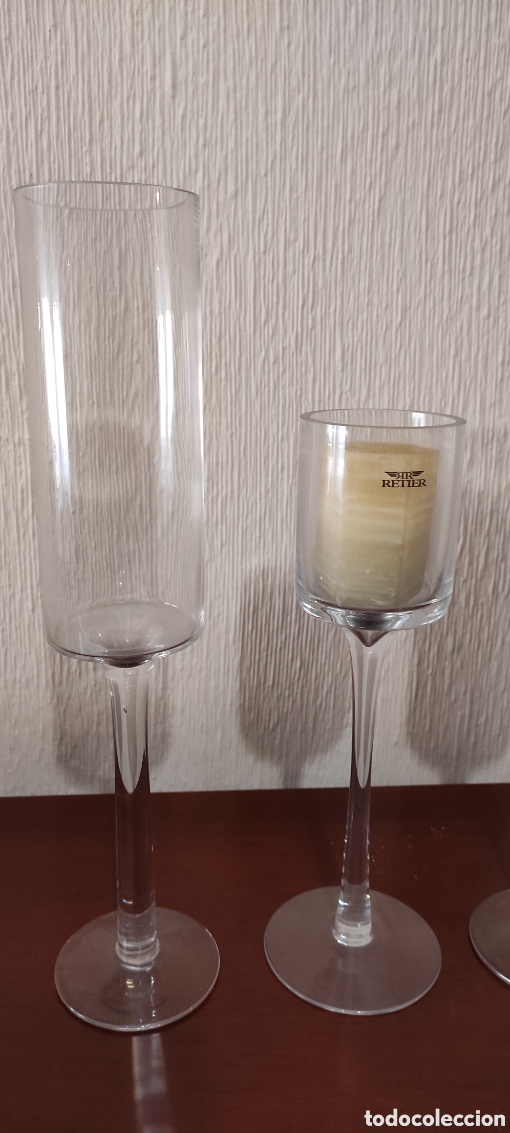 Vintage: Lote de tres candelabros de cristal - Foto 2
