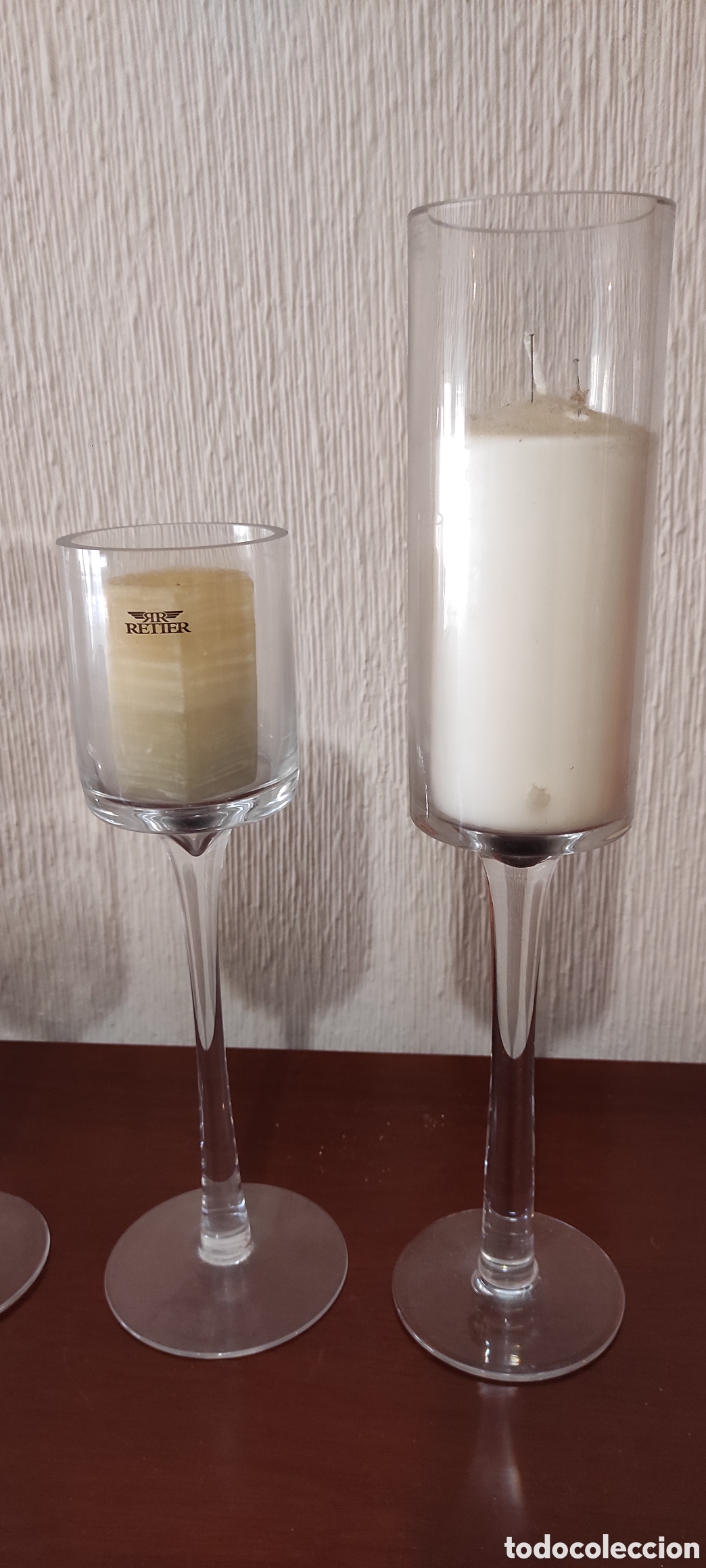 Vintage: Lote de tres candelabros de cristal - Foto 3