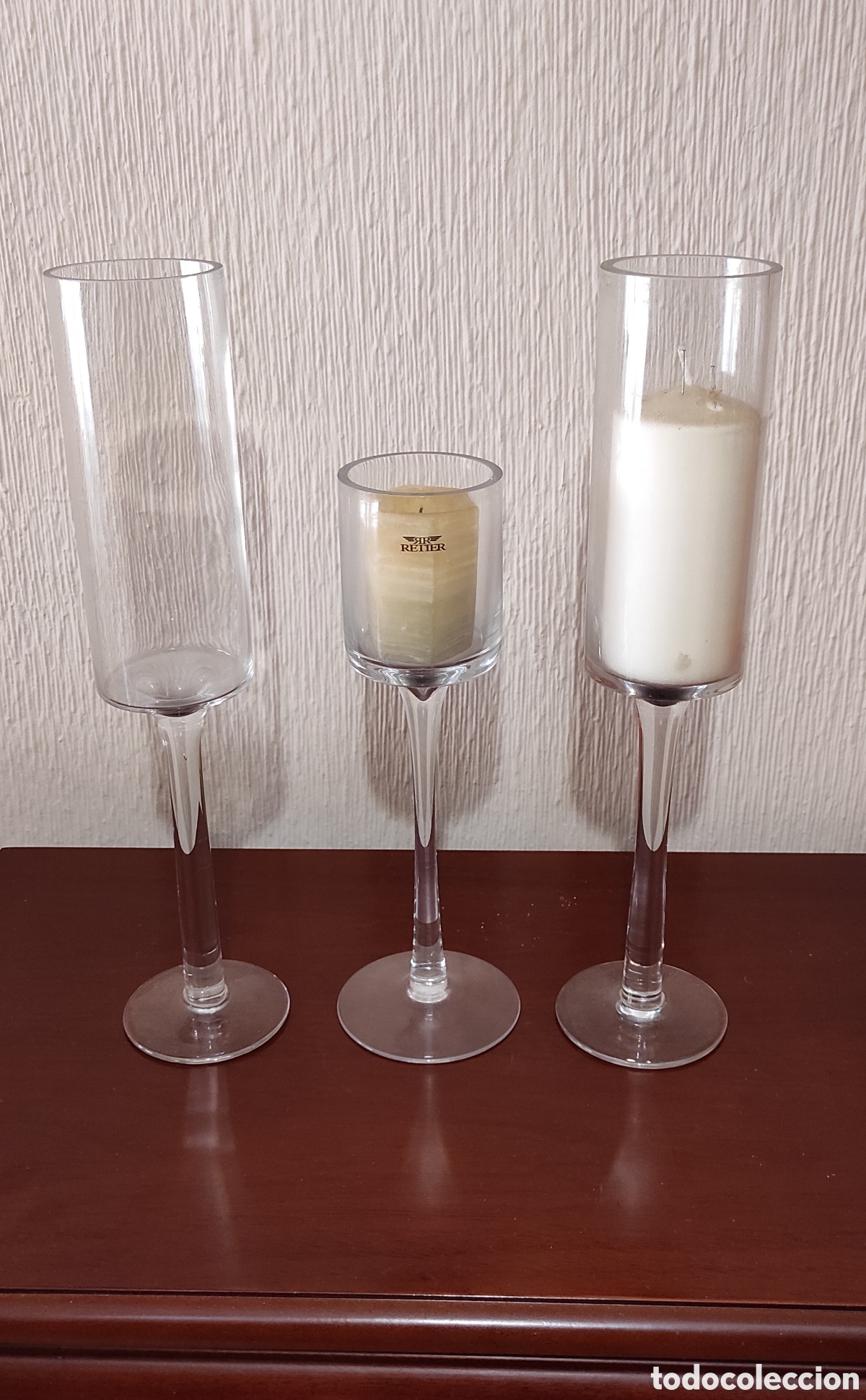 Vintage: Lote de tres candelabros de cristal - Foto 1
