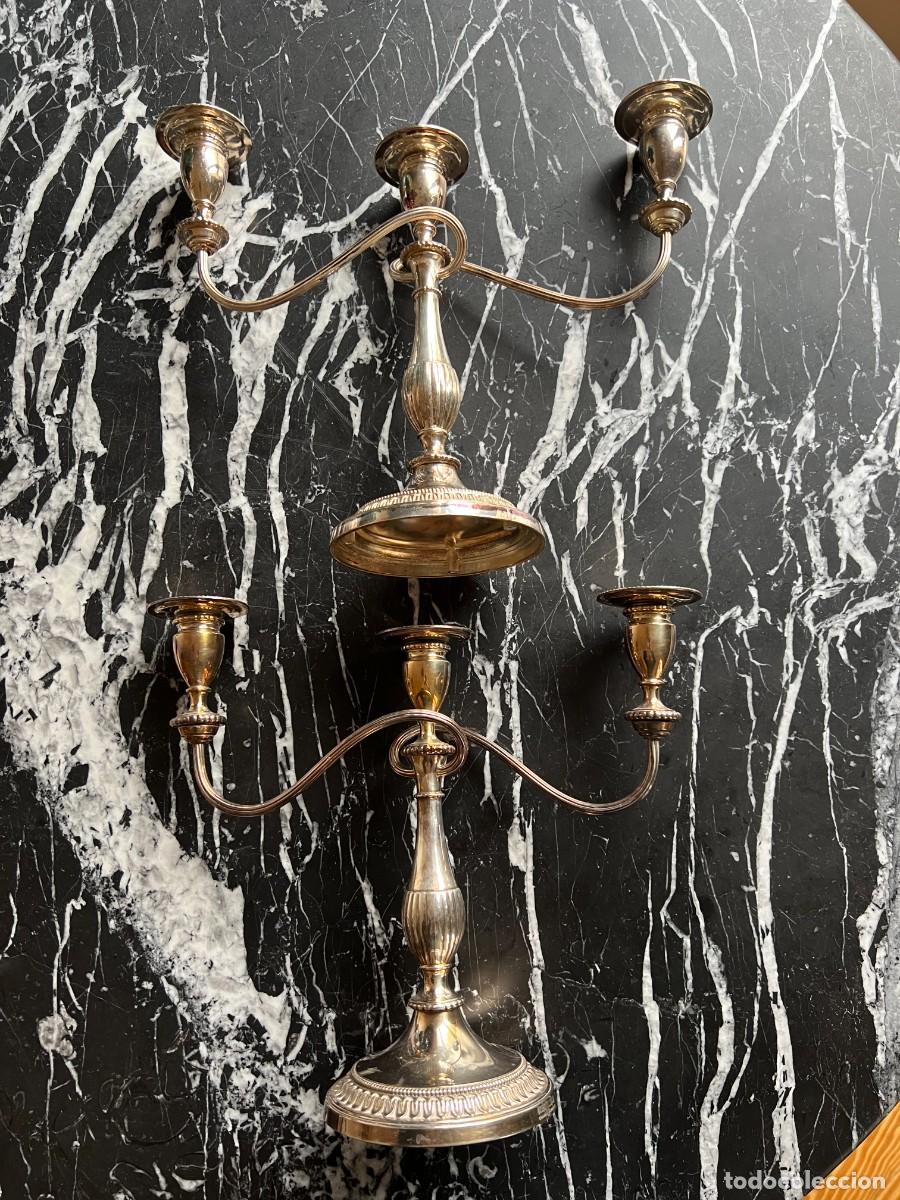 Vintage: Candelabros de 3 brazos de alpaca - Foto 1
