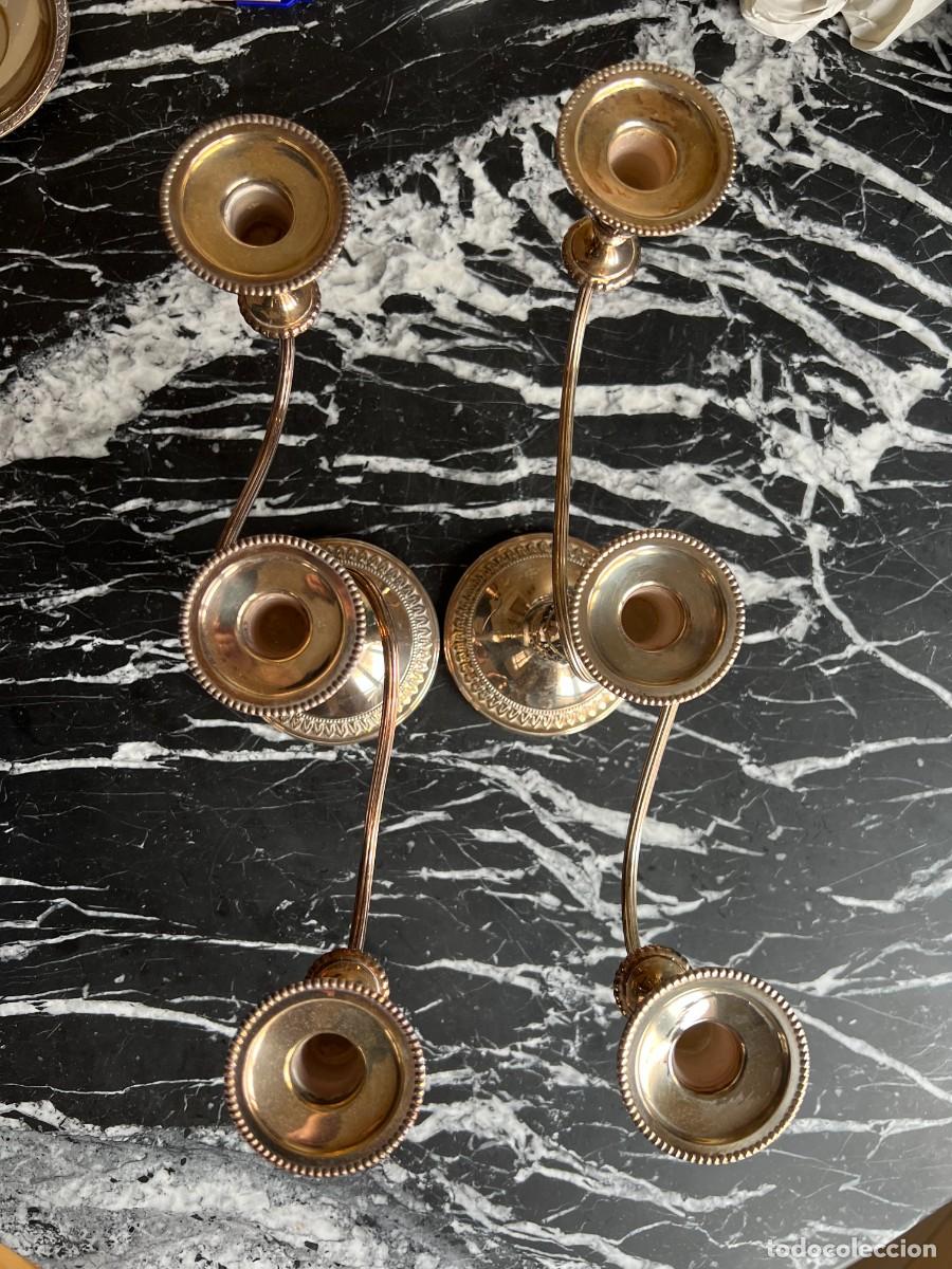 Vintage: Candelabros de 3 brazos de alpaca - Foto 4