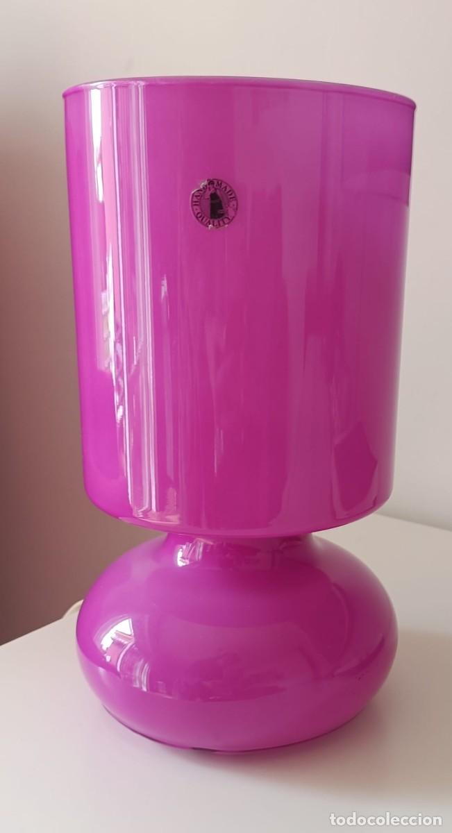 Vintage: L&aacute;mpara de mesa cristal opalino - Foto 7