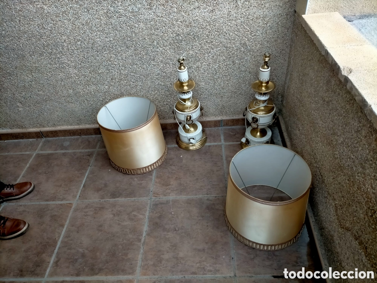 Vintage: LAMPARAS DE PIE DE PORCELANA Y METAL ref JJ - Foto 6