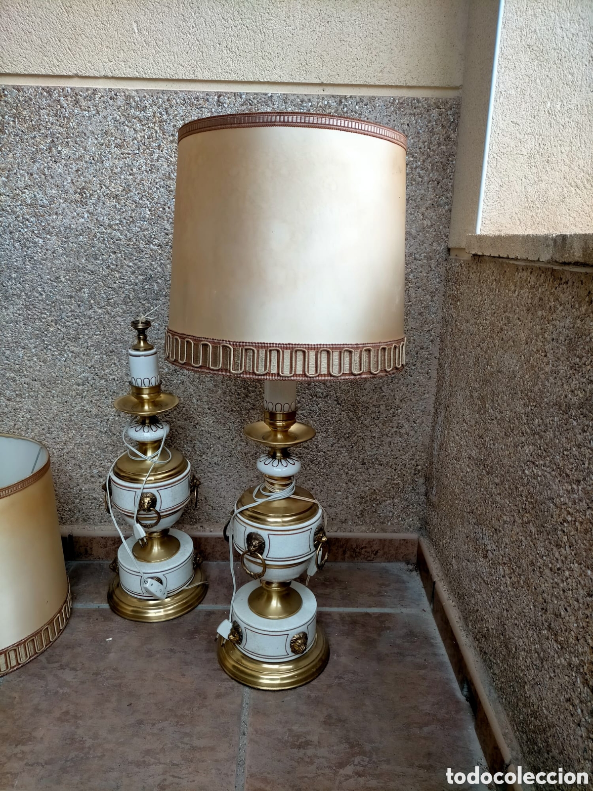 Vintage: LAMPARAS DE PIE DE PORCELANA Y METAL ref JJ - Foto 1