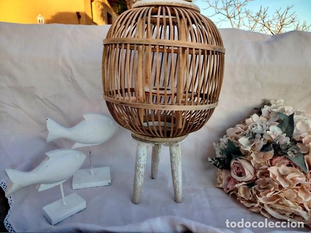 Vintage: porta-vela de madera - Foto 1