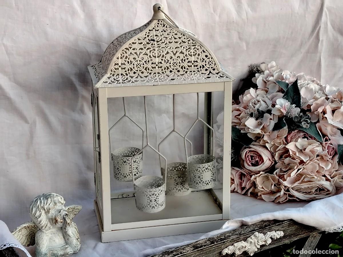 Vintage: Farol de metal blanco crudo - Foto 1
