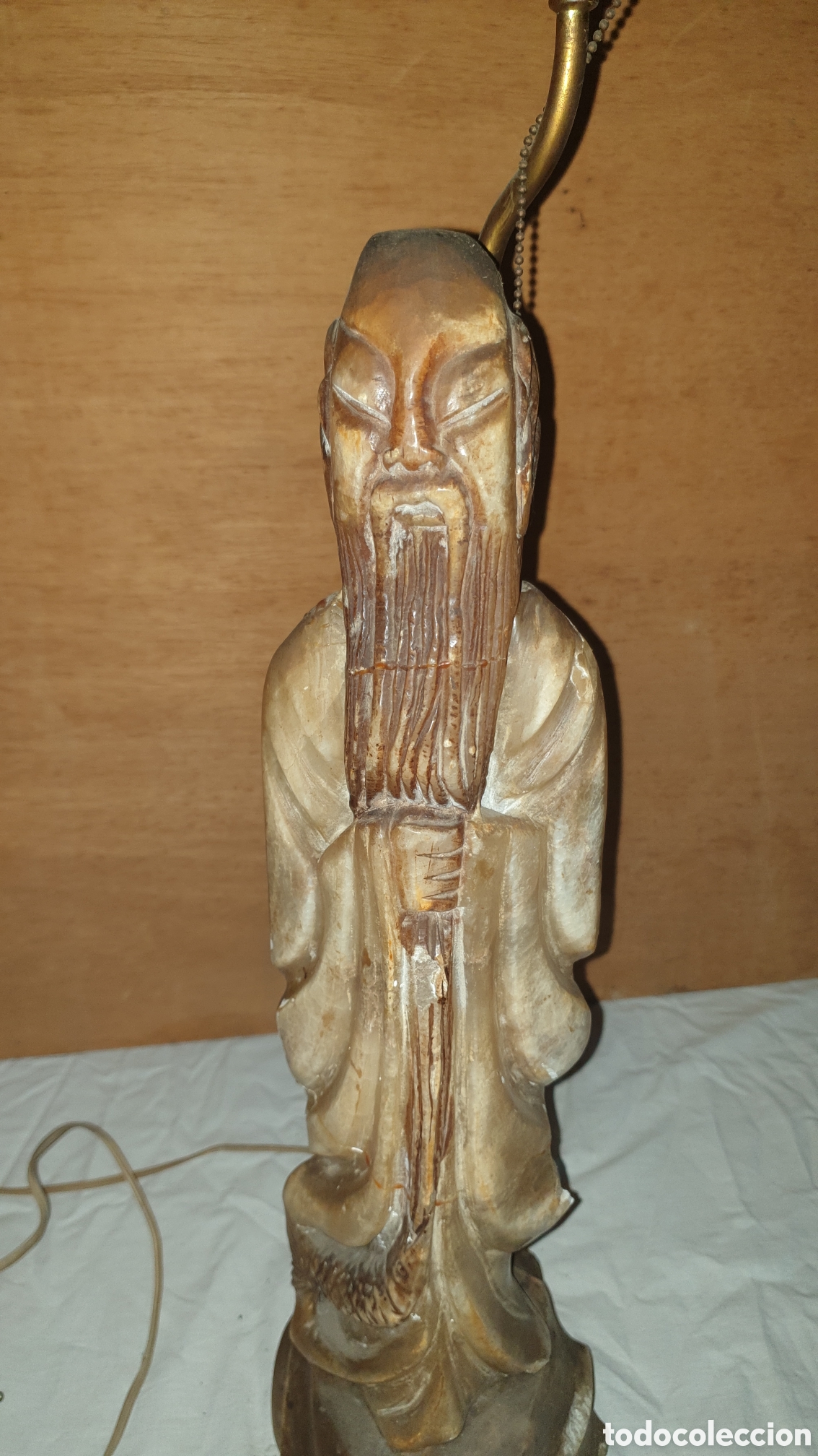 Vintage: L&Aacute;MPARA MESA FIGURA MONJE - Foto 2