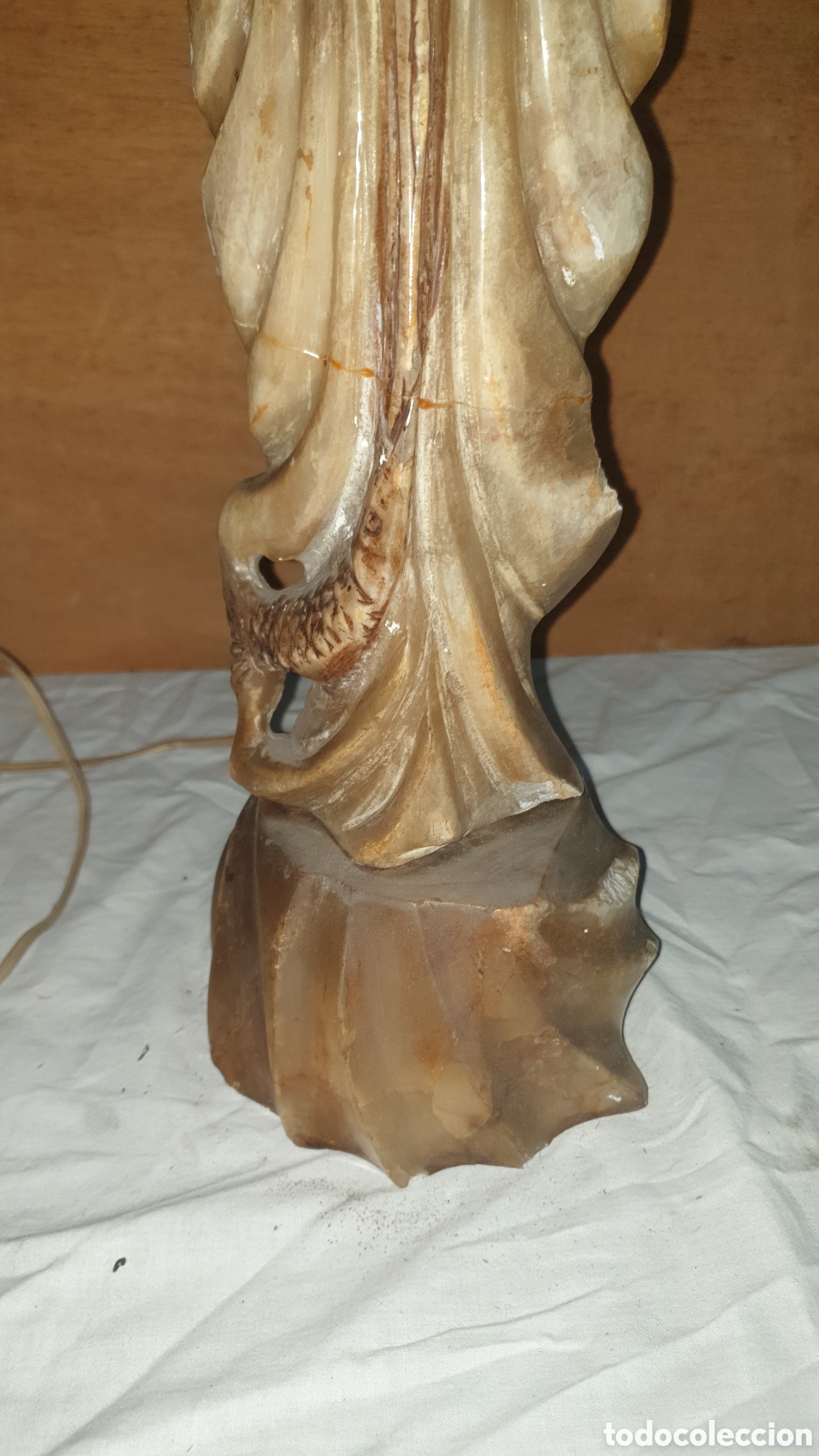 Vintage: L&Aacute;MPARA MESA FIGURA MONJE - Foto 3