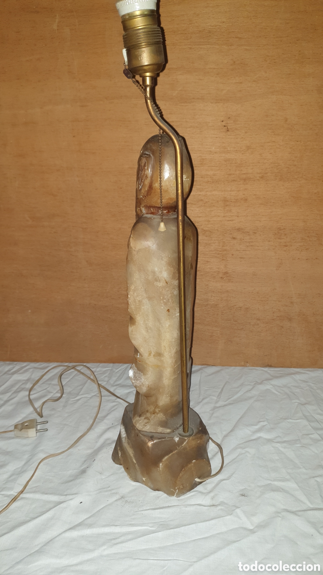Vintage: L&Aacute;MPARA MESA FIGURA MONJE - Foto 4
