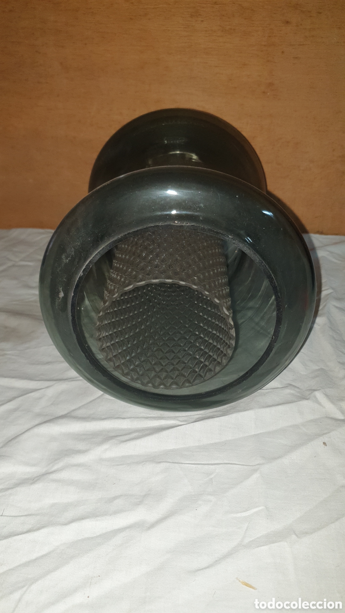 Vintage: L&Aacute;MPARA DE TECHO TINTADA AZUL - Foto 4