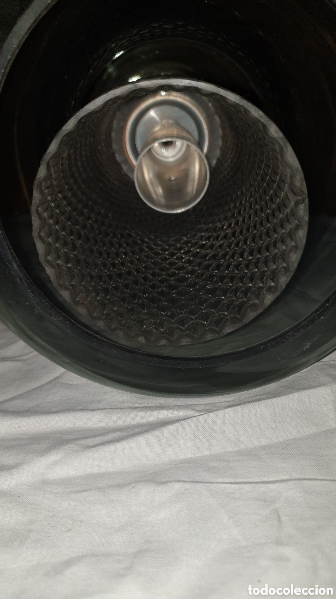 Vintage: L&Aacute;MPARA DE TECHO TINTADA AZUL - Foto 5