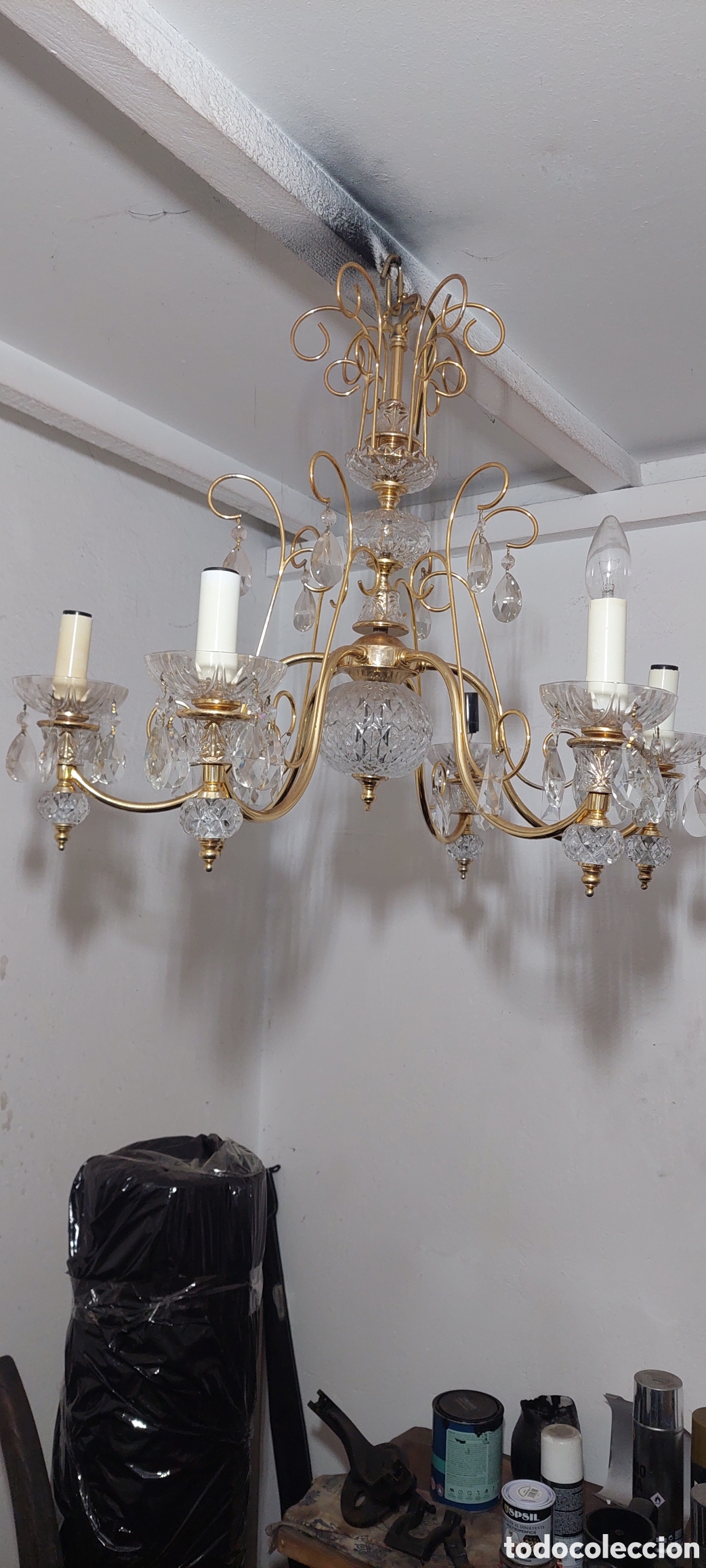 Vintage: Lampara de cristal cablead - Foto 2