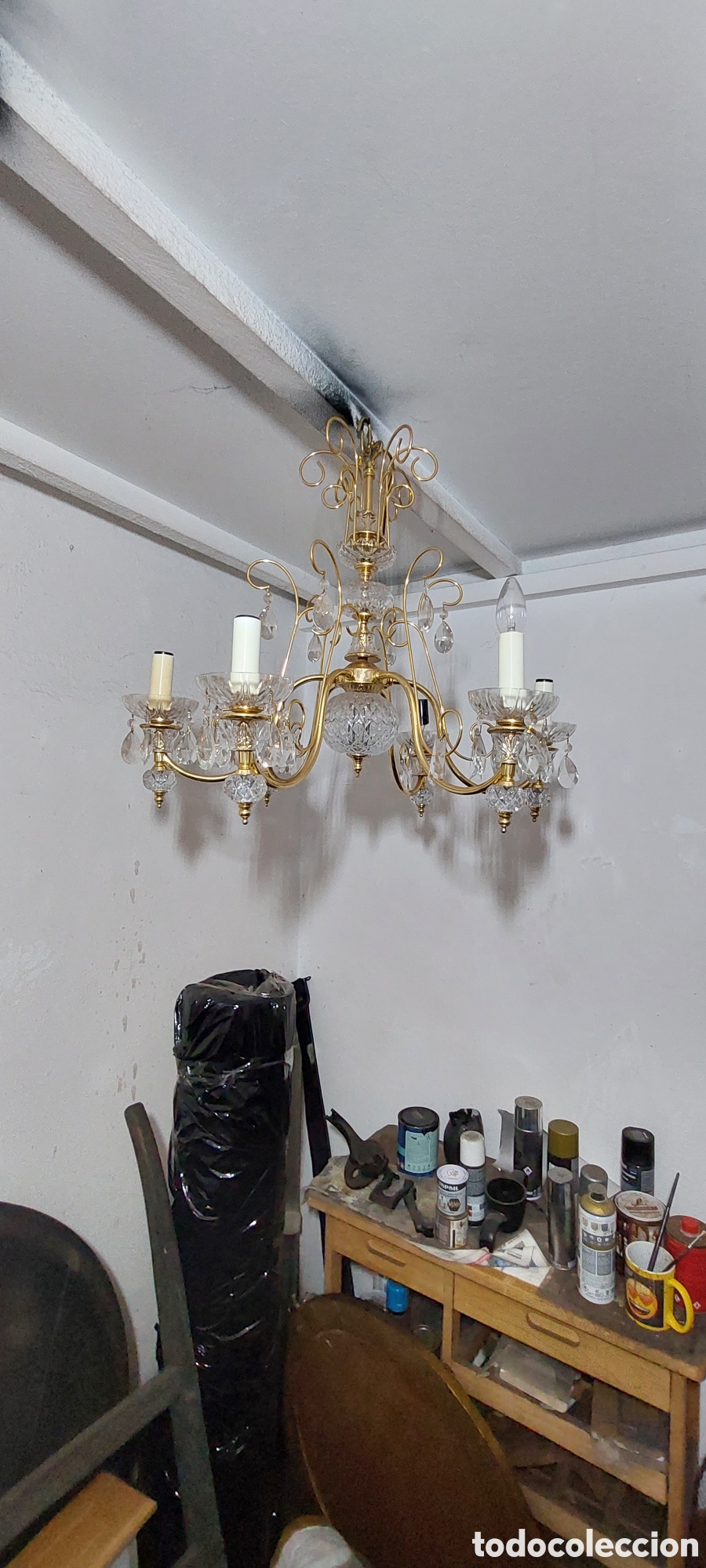 Vintage: Lampara de cristal cablead - Foto 1