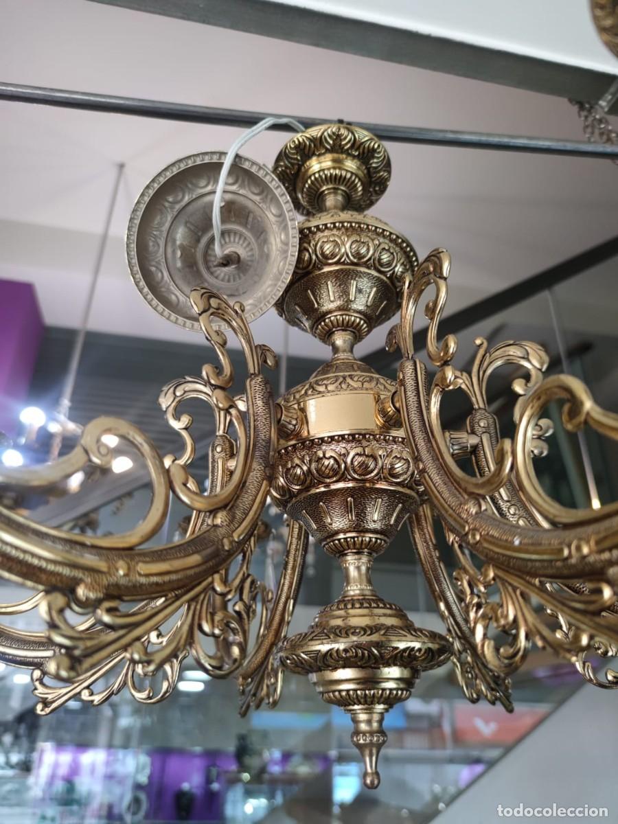 Vintage: L&Aacute;MPARA DE BRONCE Y CRISTAL 6 LUCES - Foto 3