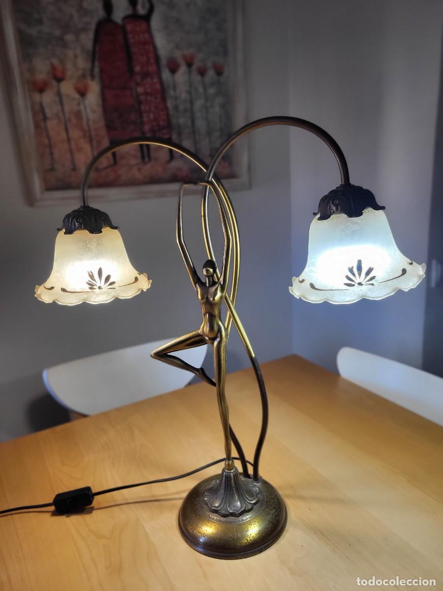 Vintage: L&Aacute;MPARA DE MESA ART NOUVEAU - Foto 2