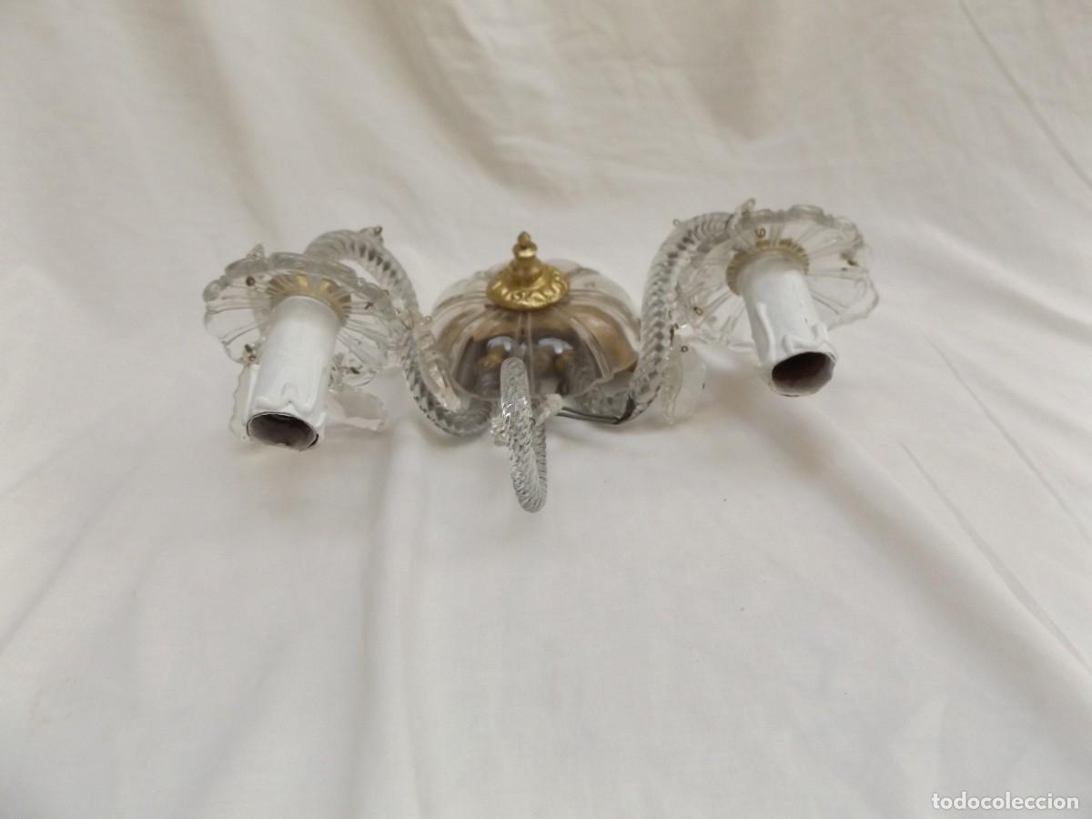 Vintage: aplique de vidrio con doble velas - Foto 3