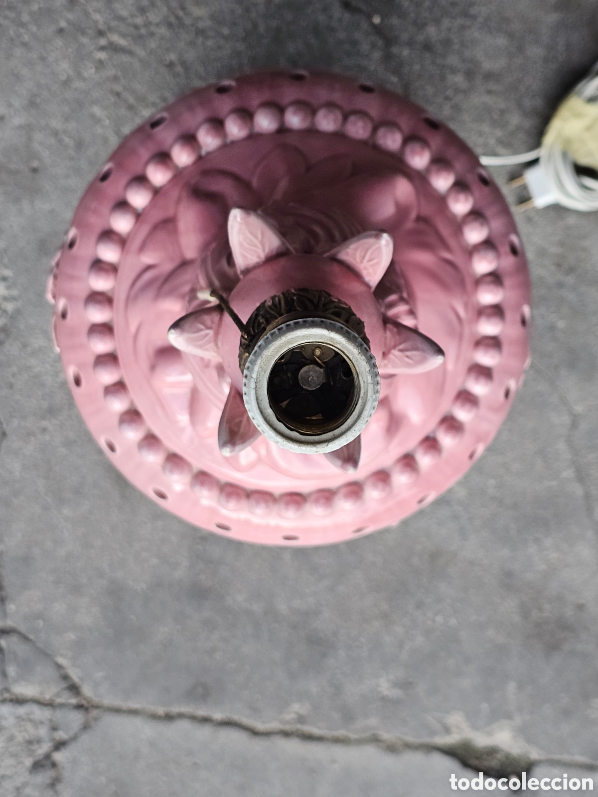 Vintage: Lampara Manises rosa - Foto 5