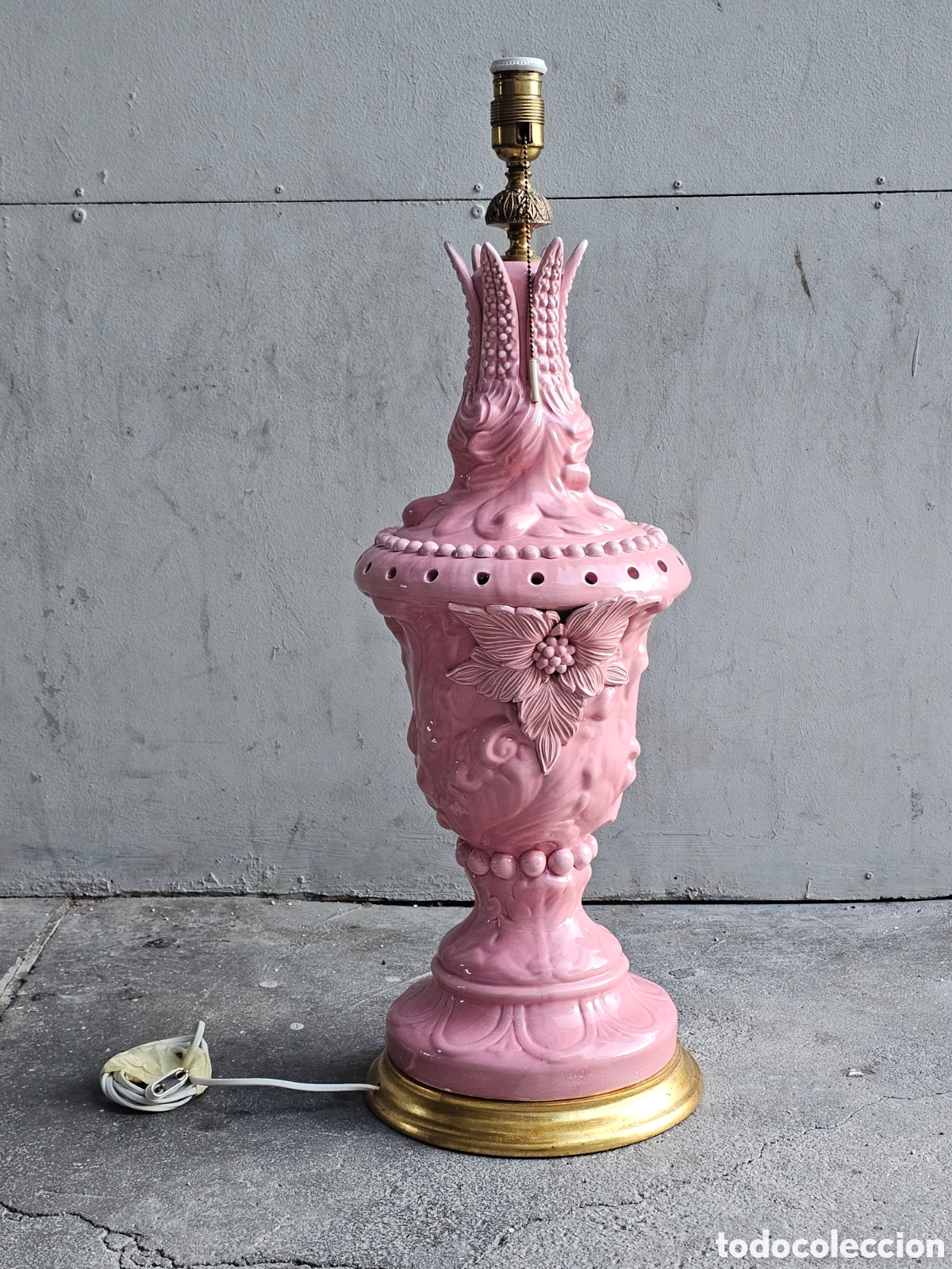 Vintage: Lampara Manises rosa - Foto 1