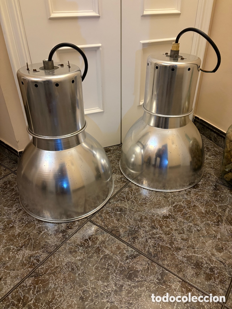 Vintage: 2 lamparas aluminio industriales - Foto 4