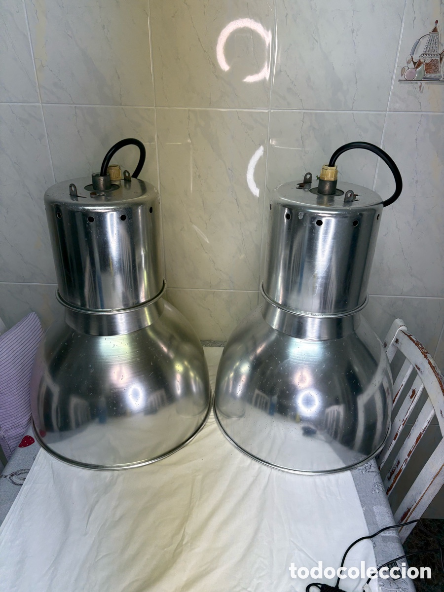 Vintage: 2 lamparas aluminio industriales - Foto 7