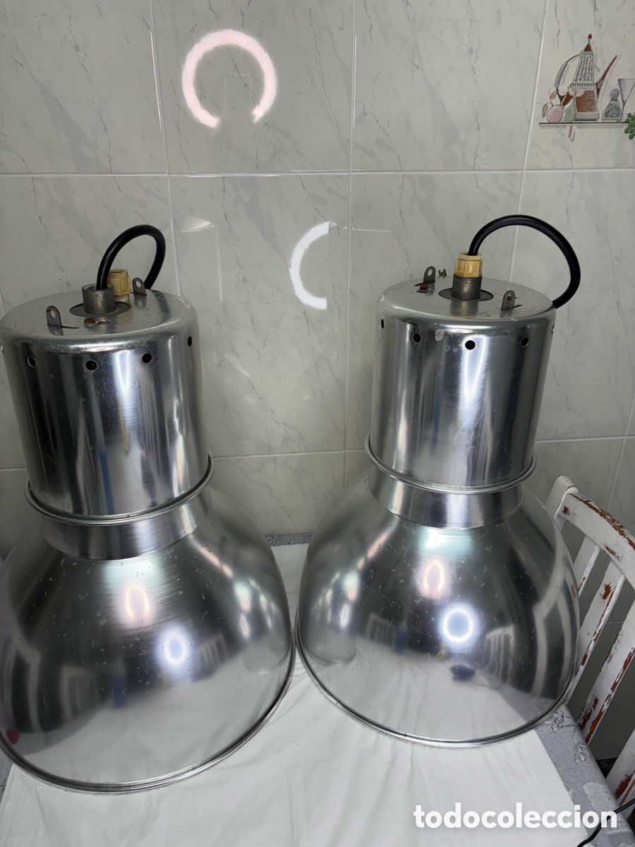 Vintage: 2 lamparas aluminio industriales - Foto 11