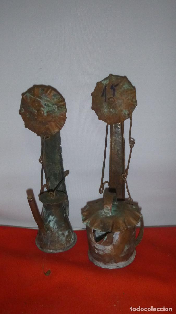 Vintage: LOTE DOS CANDILES FAROLES DE COBRE - Foto 1