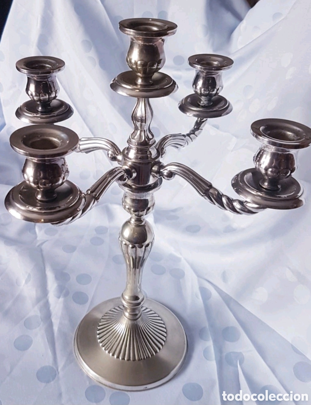 Vintage: Candelabros de alpaca para 5 velas - Foto 2