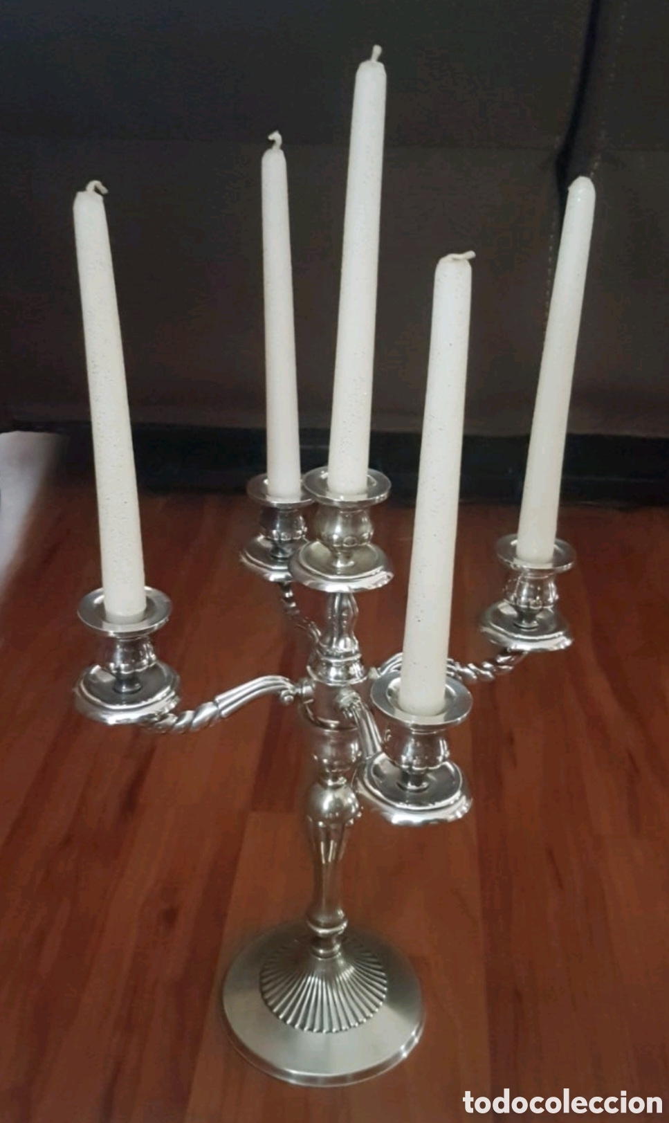 Vintage: Candelabros de alpaca para 5 velas - Foto 4