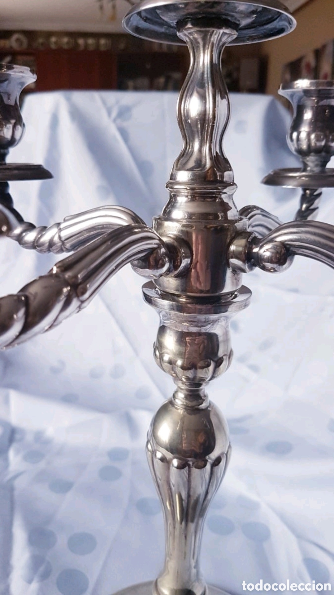 Vintage: Candelabros de alpaca para 5 velas - Foto 5