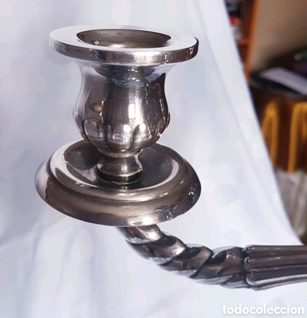 Vintage: Candelabros de alpaca para 5 velas - Foto 6