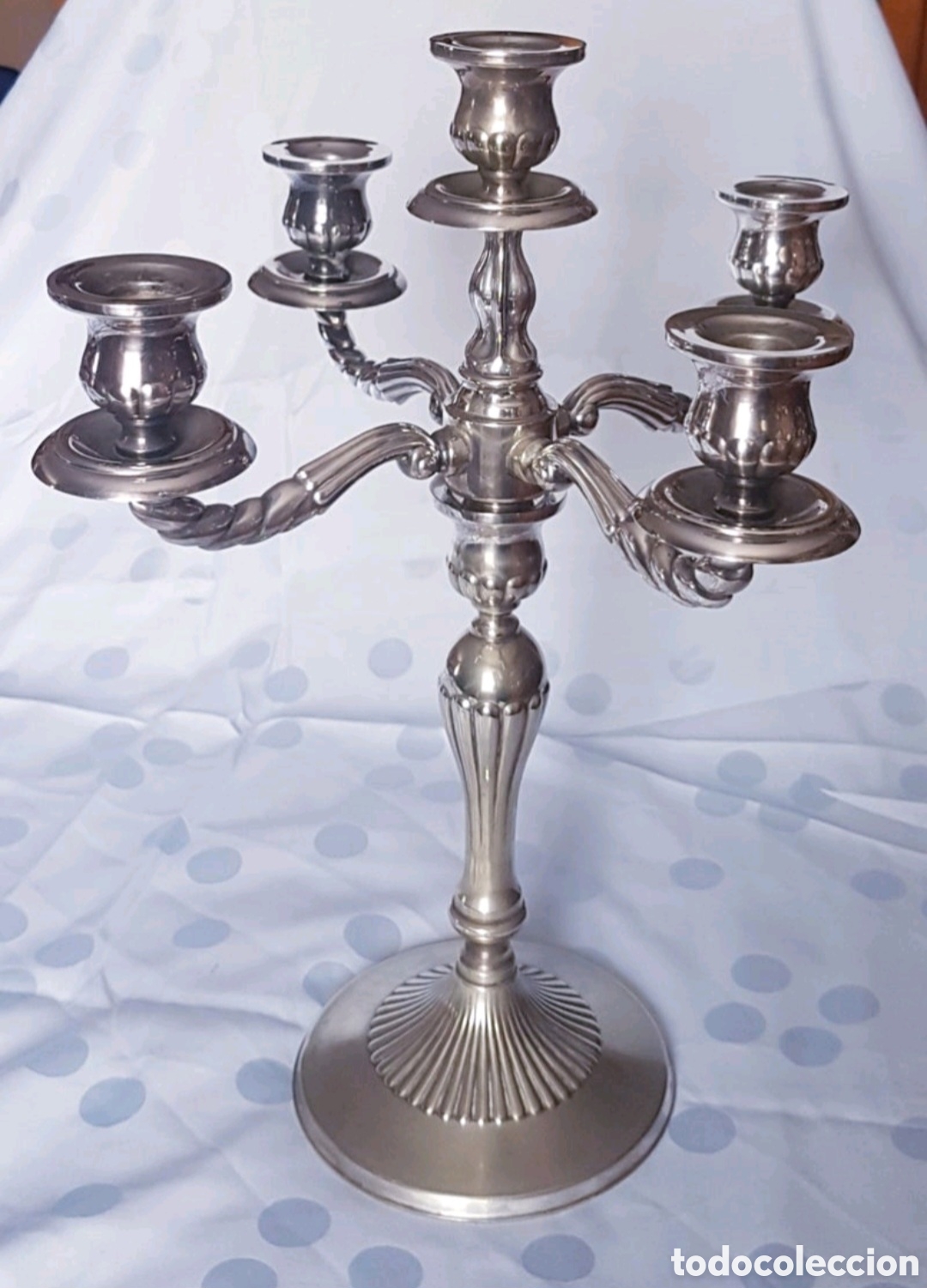 Vintage: Candelabros de alpaca para 5 velas - Foto 8