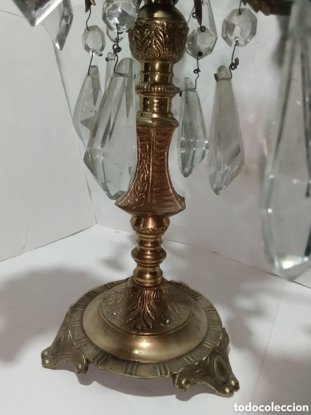 Vintage: CANDELABRO - BRONCE Y CRISTAL - Foto 2